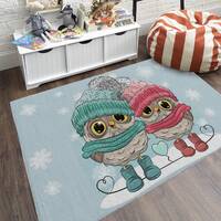 Owl Pattern Rug, Cute Owl Rugs, Trendy Rug, Children Rug, Nursery Rug, Chenille Rug, Square Rug, Nur