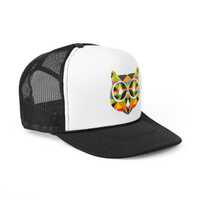 Prismatic Owl Trucker Cap: Colorful Animal Print Snapback