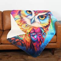 Fantasy Owl Lux Fleece Printed Blanket with Sherpa Backing - 50" x 60"