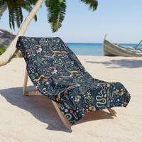 Forest animals Towel woodland summer navy pool towel vacation holiday forest gift botanical dark aca