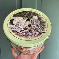 Vintage Owl Pretzel Tin • Sturgis Pretzels? • Enamel Tin Vintage Retro • 5" x 8&