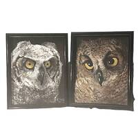 Hand Painted Owls Oil On Canvas Wall Decor Vintage Signed A Muncy '86