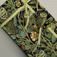 Elegant Owls in Woodland Art Nouveau Wrapping Paper - William Morris Inspired, Luxury Gift Wrap Pape