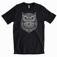 Owl, Funny Shirt, Hand Drawn Art, Vintage Tee, Fun Gift, Animal Drawing, Intricate Tribal Drawing, B