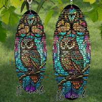 Owl Oval Wind Spinner Sublimation Design, 11 inch Oval Wind Spinner, 16 inch Long Sublimation Hangin