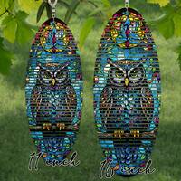 Owl Oval Wind Spinner Sublimation Design, 11 inch Oval Wind Spinner, 16 inch Long Sublimation Hangin