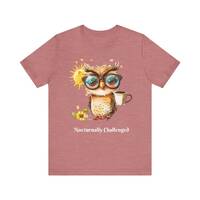 Whimsical Owl & Coffee Graphic T-Shirt: Bird Lover Gift