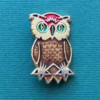 Owl Pin. Vintage collectible childrens soviet pin badge A7