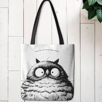 Original owl print shopping tote | Funny, original gift ideas | Handmade artwork shoulder bag | Styl
