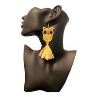 Crochet Owl Earrings: Boho Chic Beaded Dangle Earrings