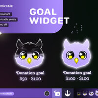 Cute Owl Liquid Filling Goal Widget is fully customisable for Twitch Streamlabs, TikTok Studio, and 