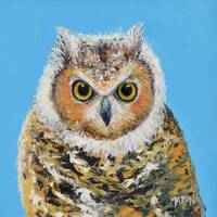 Whimsical owl painting for nursery decor, Cute owl artwork for kid's room, owl art for owl lover