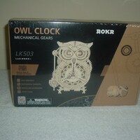 ROKR 3D Wood Puzzle LK503 Owl Clock NEW Mechanical Gears, Quartz Movement