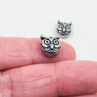 Owl Stainless Steel Beads, Pack of 2, 11x9mm, Jewelry Making Supplies