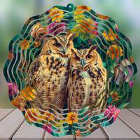 Owls in Love PNG Wind Spinner Sublimation Design, High Quality PNG for Sublimation, 11 in. X 11 in.