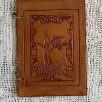 Vintage 1960s Tooled Leather Memo Book Cover: Owl Design