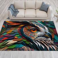 Owl Rug, Night Owl Rug, Eyes Rug,  Colorful Rug, Living Room Rug, Home Decor Rug, Modern Rug, 3DArtR