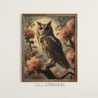 Vintage Owl Print, Rustic Bird Wall Art (Digital Download)