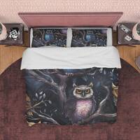 Dark Forest Owl Duvet Cover Set, Wonderful  Quilt Cover, Aesthetic Dorm Bedding, Gothic Bedroom Set,