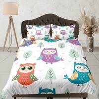 Owl print bedding set, colorful quilt cover, kids duvet cover, animal print bedspread, Beautiful Duv