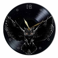 Owl Wall Clock Painted 12" made out of Vintage Vinyl Record, Owl Wall Decor, Modern Wall Decor,