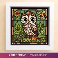 3D Stained Glass Owl Shadow Box, Animal Shadow Box SVG, Nature Layered Papercut, Files For Cricut wi