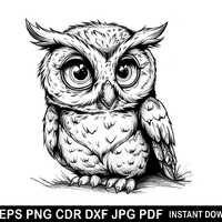 Baby Owl Svg | Baby Owl Png Eps Dxf | Owl Logo | Owl Cricut and Cameo Svg | Owll Silhouette | Owl Cr