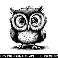 Owl Silhouette | Owl Vector Svg | Owl Body Clipart Cartoon | Owl Logo Vector | Owl Symbol Cricut | T