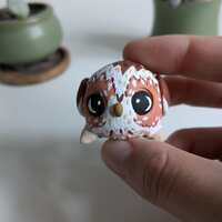 Owl Sculpture, Handmade, Hand painted and varnished, British wildlife, Polymer clay figure