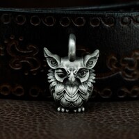 Realistic Owl 925 Silver Pendant - Handcrafted Detailed Animal Necklace - Natural Wildlife-Inspired 