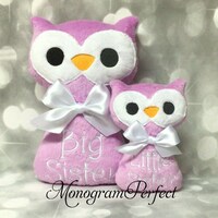 Big Sister, Little Sister Bright Purple Owl Soft Toy Sibling Gift Set
