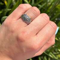 11.1mm Owl Band Plain Ring Thumb Ring Trendy Band New Design Solid Band 925 Sterling Silver Owl Shap