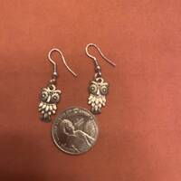 Silver Tone Owl Earrings with a french Hooks