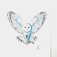 Illustration Chouette en vol - Format A5 | owl in flight