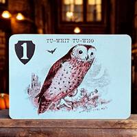 Halloween Owl Playing Card from a vintage game of Animal Grab, single swap and junk journal supply,