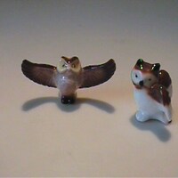 Two vintage 1960's miniature bone china owls