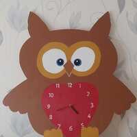 Owl character childs wall clock