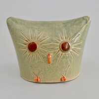 Owl stoneware clay with pale green glaze and brown eyes,comes with goodnight poem
