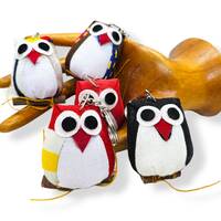 Handmade Padded Owl Keyring - Fabric Animal Keyring - Cute Bag Charms & Accessories - Unique Owl