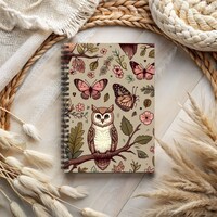 Owl Journal, Owl Gift, Woodland Creatures Notebook, Spiral Notebook, Lined Journal