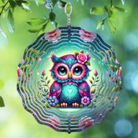 Cute Winter Owls Wind Spinner PNG Sublimation Design Template, Owl Lovers Gift, Digital Download