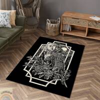 Owl Area Rug: Gothic Moonlight Scene, Floral Night Owl Decor