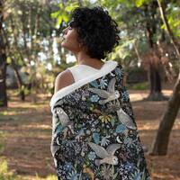 FLORAL OWLS Hooded Snuggle Blanket, Cottagecore Sherpa Blanket, Bird Lounge Blanket, Wearable Blanke