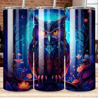 Vibrant Owl Illustration 20 oz Tumbler Sublimation Design (Digital Download)