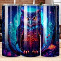Colorful Owl Tumbler Sublimation Design: 20 oz Skinny Wrap (Digital Download)