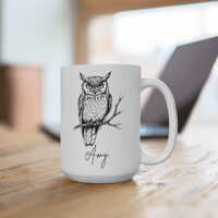 Personalized owl Mug, owl line art mug, custom owl mug, owl mug, coffee mug, bird lover mugs, owl lo