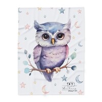 Custom Owl Blanket - Personalized with Name and Date, Soft and Cozy, 100% Polyester Fleece Blanket