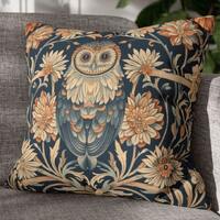William Morris Owl Pillow Cover: Art Nouveau Decorative Cushion