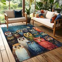 Machine washable rug, Beautiful owl printed rugs, Numerous owl patterned rug, Owls rug, Decorative r