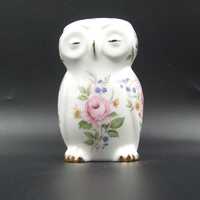Fenton China Company English Bone China Owl Figurine – Floral Design with Gold Accents